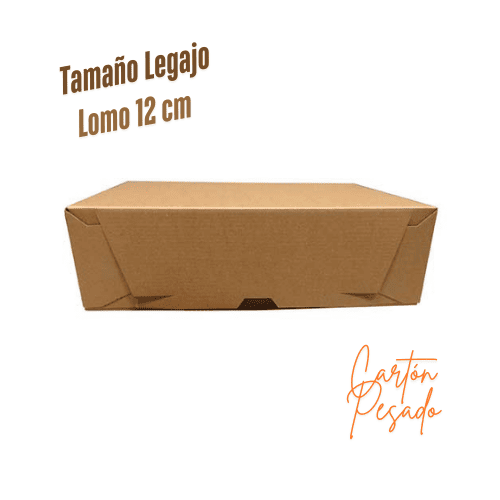 Caja archivo cartón pesado LEGAJO lomo 12 cm tapa volcada
