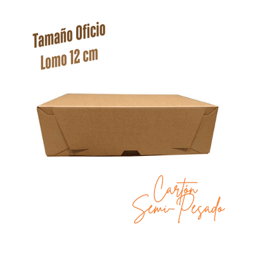 Caja archivo cartón semi-pesado OFICIO lomo 12 cm tapa volcada
