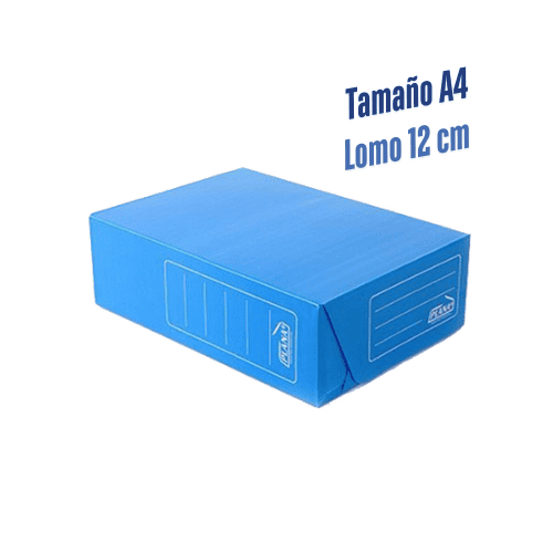Caja archivo plástica Azul A4 lomo 12 cm Tapa Volcada