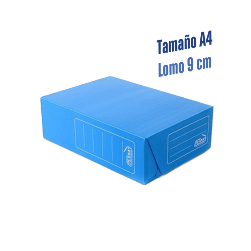 Caja archivo plástica Azul A4 lomo 9 cm Tapa Volcada