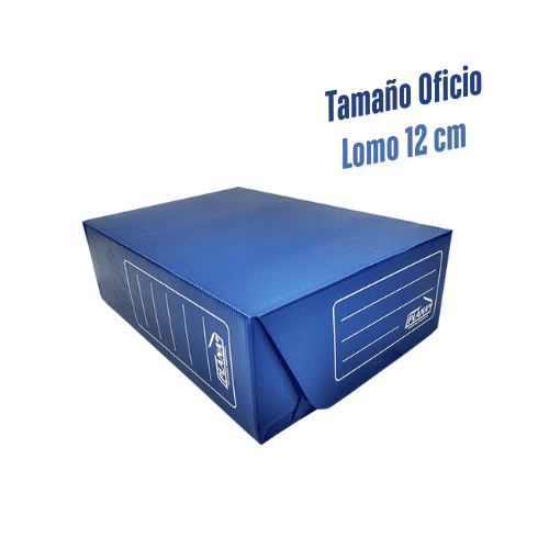 Caja archivo plástica Azul Oficio lomo 12cm Tapa Volcada