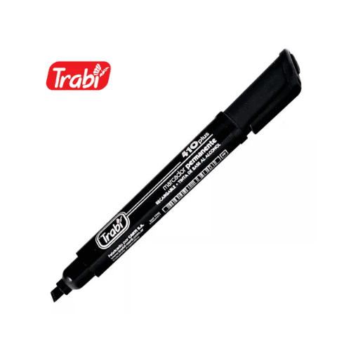 Marcador permanente TRABI 410 Plus Punta Biselada Negro