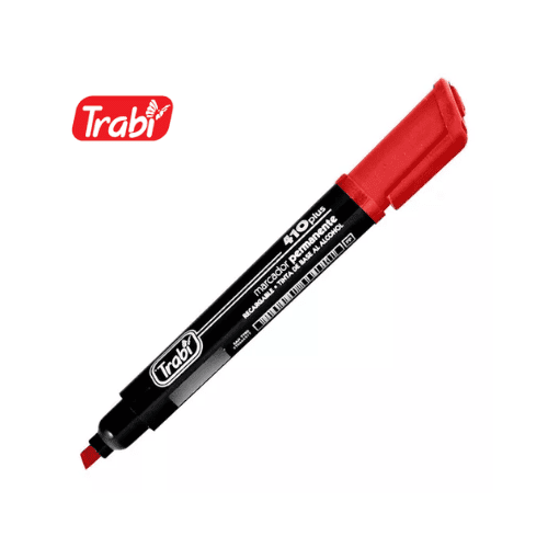 Marcador permanente TRABI 410 Plus Punta Biselada Rojo