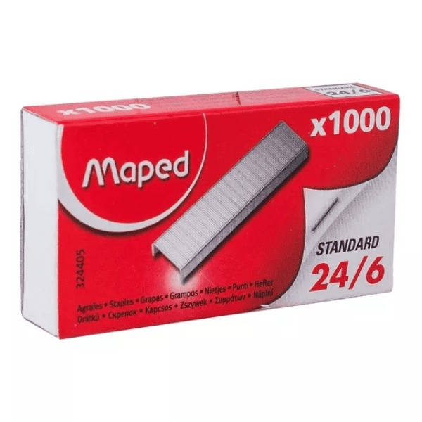 Broches MAPED 24/6 (20 hojas) - Caja 1000 Un