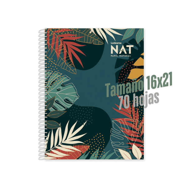 Cuaderno con espiral 16x21 NAT 70 hojas Rayadas