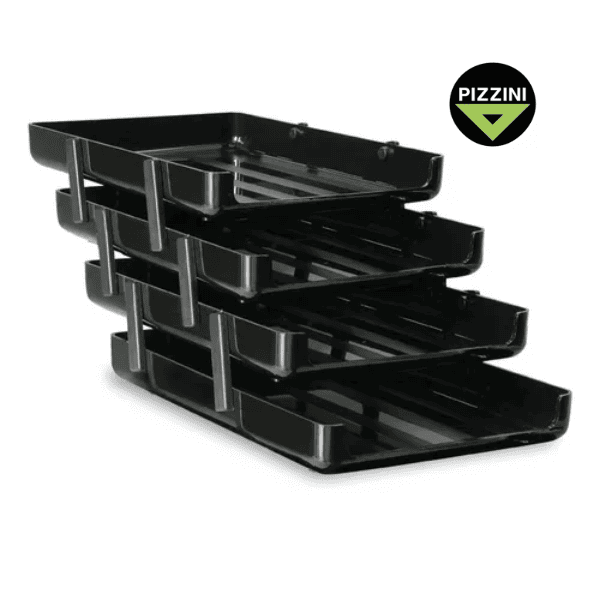 Bandeja Oficio PIZZINI 4 pisos con bisagras - Negra