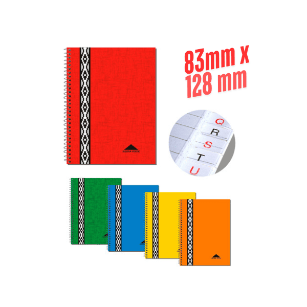 Libreta espiral con índice SIERRA VERDE Nro 30 - 80 hojas