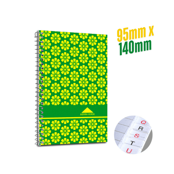 Libreta espiral con índice SIERRA VERDE Nro 40 - 80 hojas