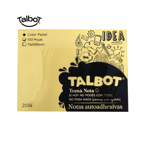 Notas adhesivas 75x100 TALBOT Amarillo pastel 100 hojas