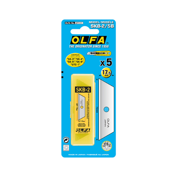 Repuestos hojas tricheta 18mm OLFA SKB-2 Trapezoidal Tubo 5 Un