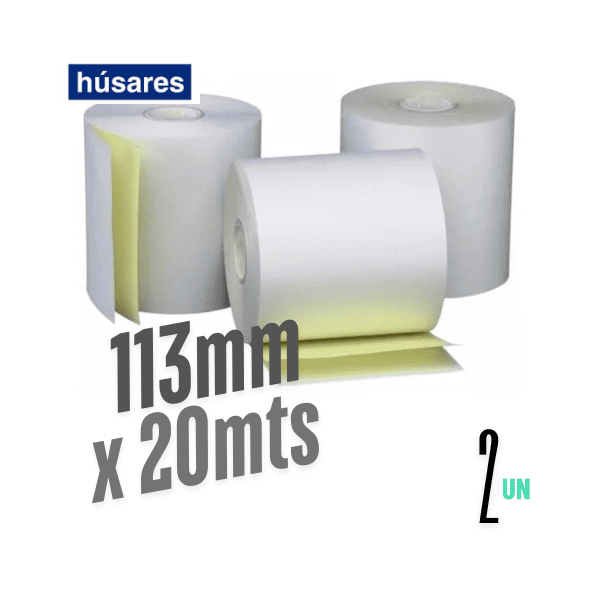 Rollo químico Duplicado 113mm x 20mts HÚSARES Pack 2Un