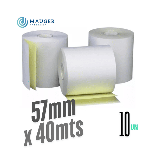 Rollo químico Duplicado 57mm x 40mts MAUGER Pack 10 Un