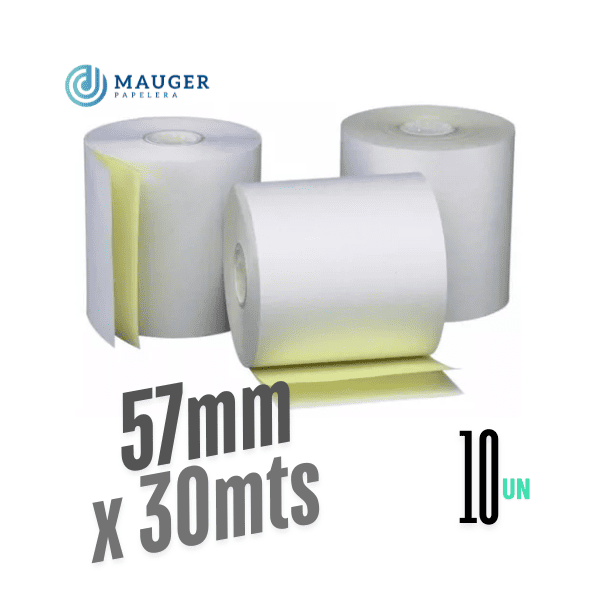 Rollo químico Duplicado 57mm x 30mts MAUGER Pack 10Un