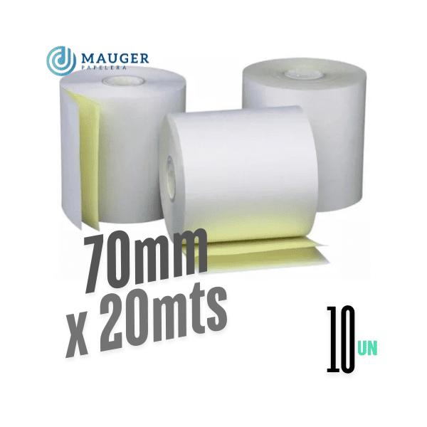 Rollo químico Duplicado 70mm x 20mts MAUGER Pack 10Un