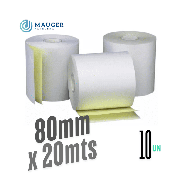 Rollo químico Duplicado 80mm x 20mts MAUGER Pack 10Un