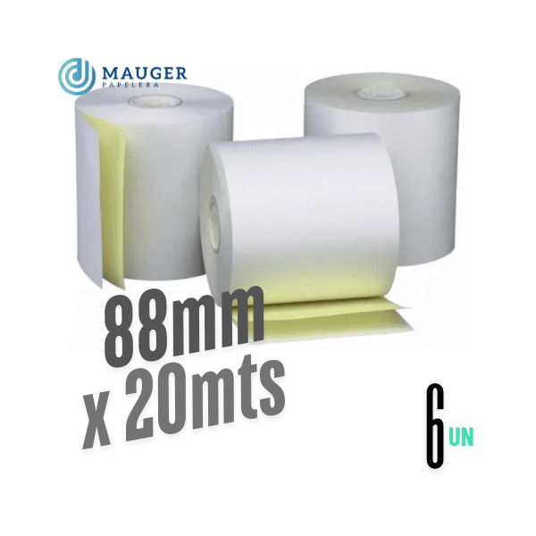 Rollo químico Duplicado 88mm x 20mts MAUGER Pack 6Un