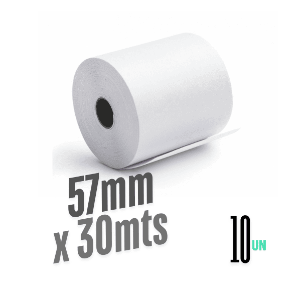 Rollo térmico 57mm x 30mts Pack 10Un