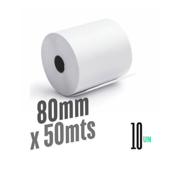 Rollo térmico 80mm x 50mts Pack 10Un