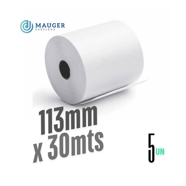 Rollo térmico 113mm x 30mts MAUGER Pack 5Un