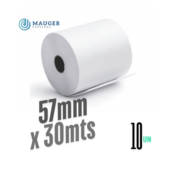 Rollo térmico 57mm x 30mts MAUGER Pack 10Un