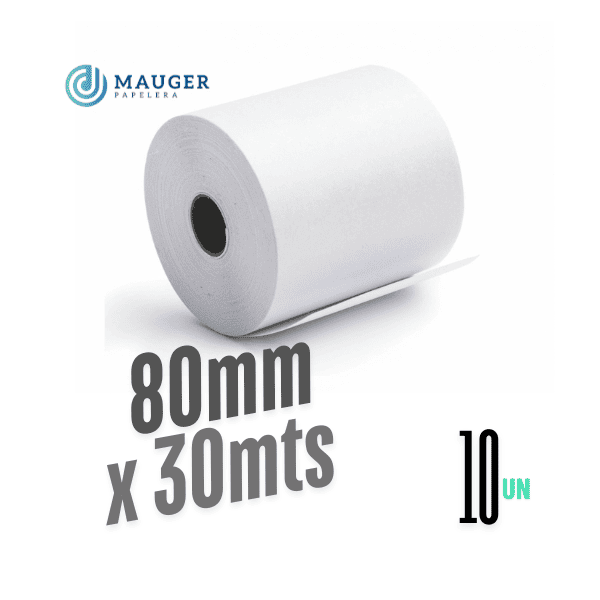 Rollo térmico 80mm x 30mts MAUGER Pack 10Un