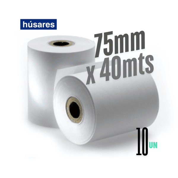 Rollo papel obra 75mm x 40mts HÚSARES Pack 10 Un