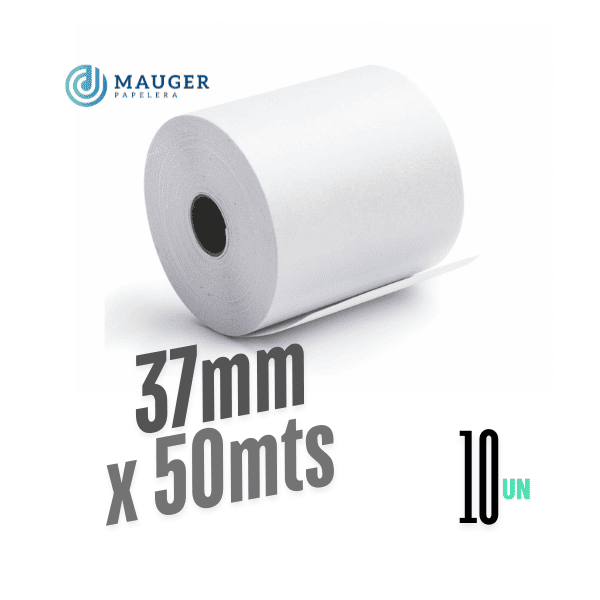 Rollo térmico 37mm x 50mts MAUGER Pack 10 un