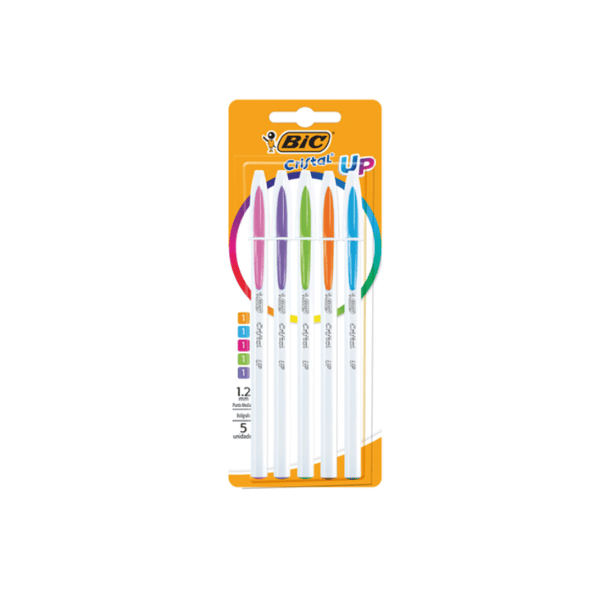 Bolígrafos BIC Cristal Up 1.2mm Surtido 5 colores