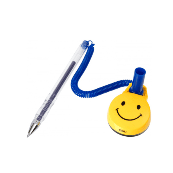 Bolígrafo con cordón DELI Smile Gel 0.5mm Azul