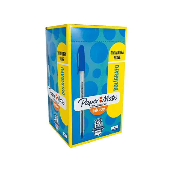 Bolígrafos PAPER MATE Inkjoy 100 Azul 1mm Caja 50Un