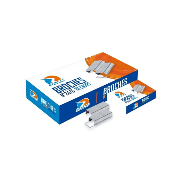 Broches EZCO 24/6 (30 hojas)- 10 Cajas x 1000 Un