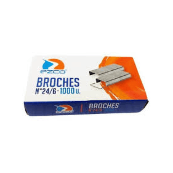 Broches EZCO 24/6 (30 hojas)- Caja 1000 Un