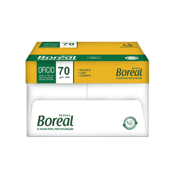 Resmas Oficio BOREAL 70grs - Caja 10 Un