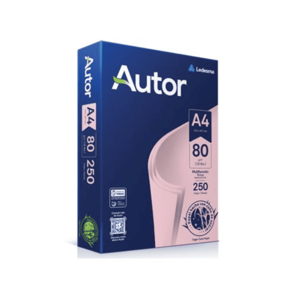 Resma A4 AUTOR 80grs Rosa 250 Hojas