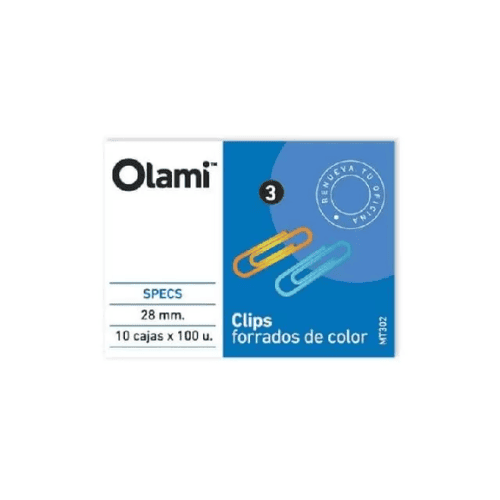 Clips Nro 3 OLAMI forrados color 100 Un