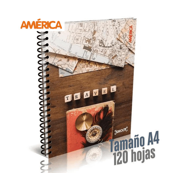 Cuaderno con espiral A4 AMÉRICA Shoot 120 hojas Cuadriculadas