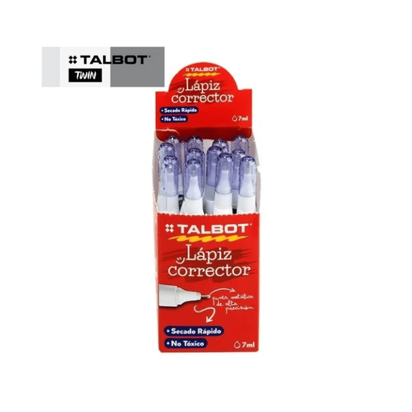 Corrector lápiz TALBOT 7ml - Caja 12 Un