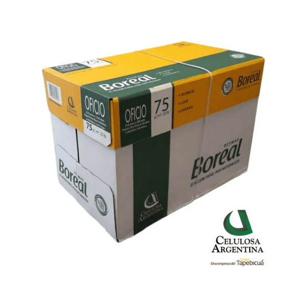 Resmas Oficio Legal BOREAL 75 grs - Caja 5 Un