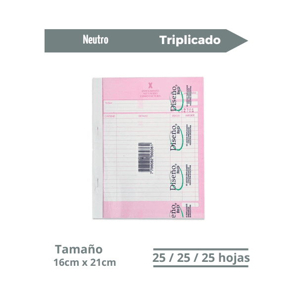Talonario Neutro DISEÑO Triplicado