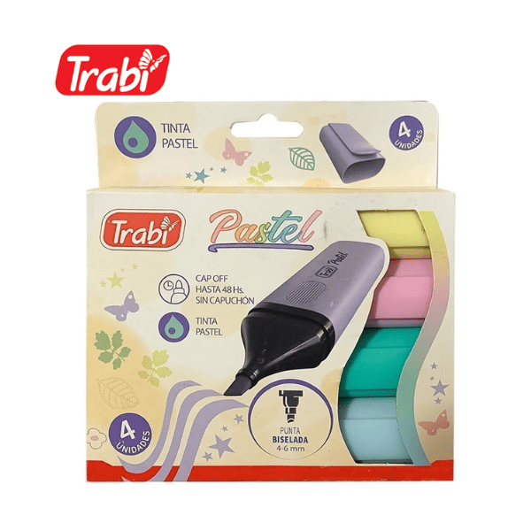 Resaltadores TRABI High Texter Pastel - 4 Un