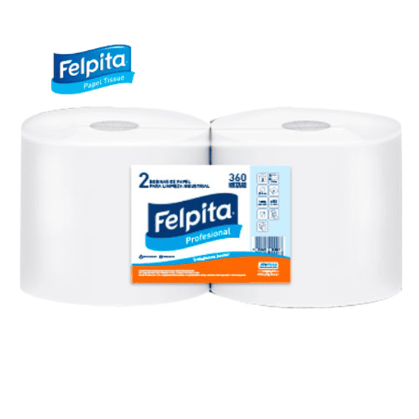 Bobina de papel toalla FELPITA Profesional 2 Un x 360 mts