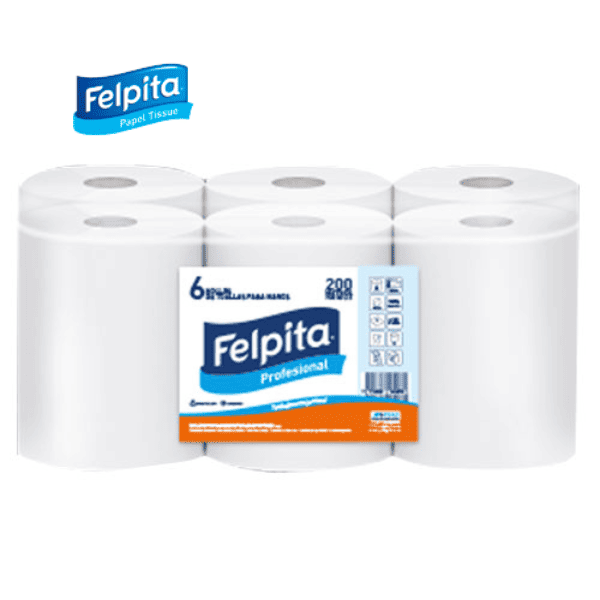 Bobinas de papel toalla FELPITA - 6 un x 200 mts