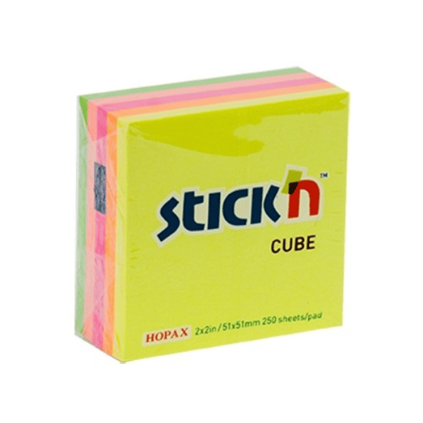 Notas adhesivas 51x51 STICK´N Cube Neón 250 hojas