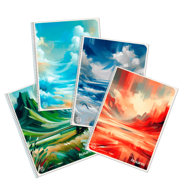 Cuaderno espiral 16x21 HÚSARES 80 hojas Cuadros