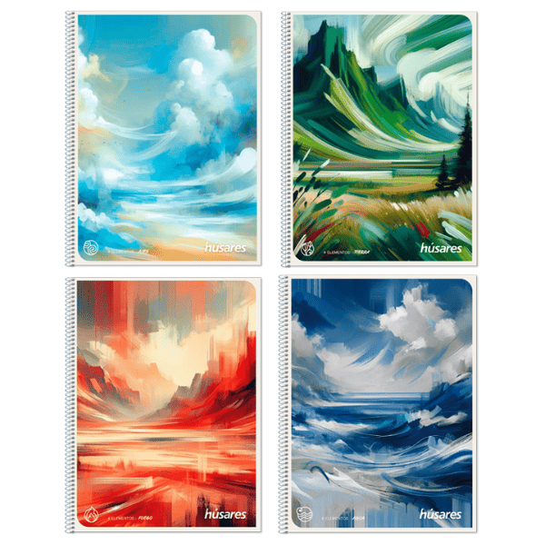 Cuaderno espiral 16x21 HÚSARES 80 hojas Cuadros