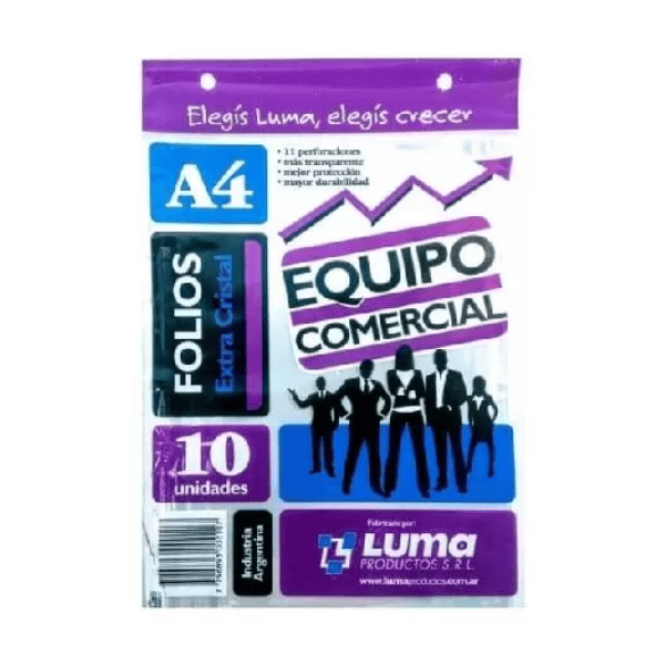 Folios A4 LUMA Equipo Comercial 10 Un