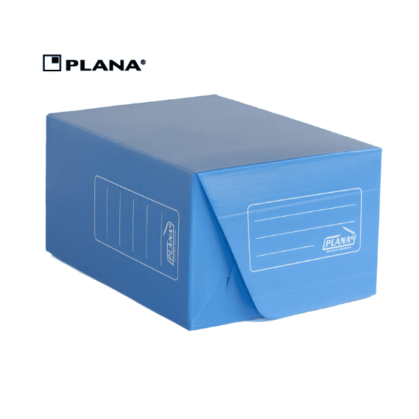 Caja archivo Oficio PLANA plástica Azul lomo 16cm Tapa Volcada