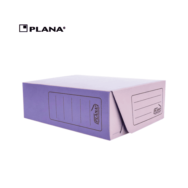 Caja archivo Oficio PLANA plástica Lila pastel lomo 12cm Tapa Volcada