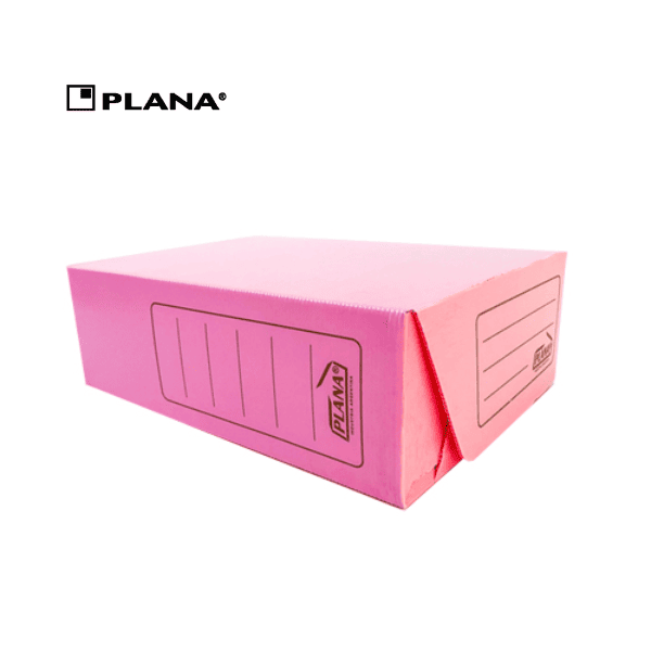 Caja archivo Oficio PLANA plástica Rosa pastel lomo 12cm Tapa Volcada