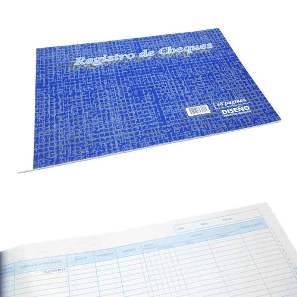 Libro Registro de Cheques DISEÑO tapa flexible